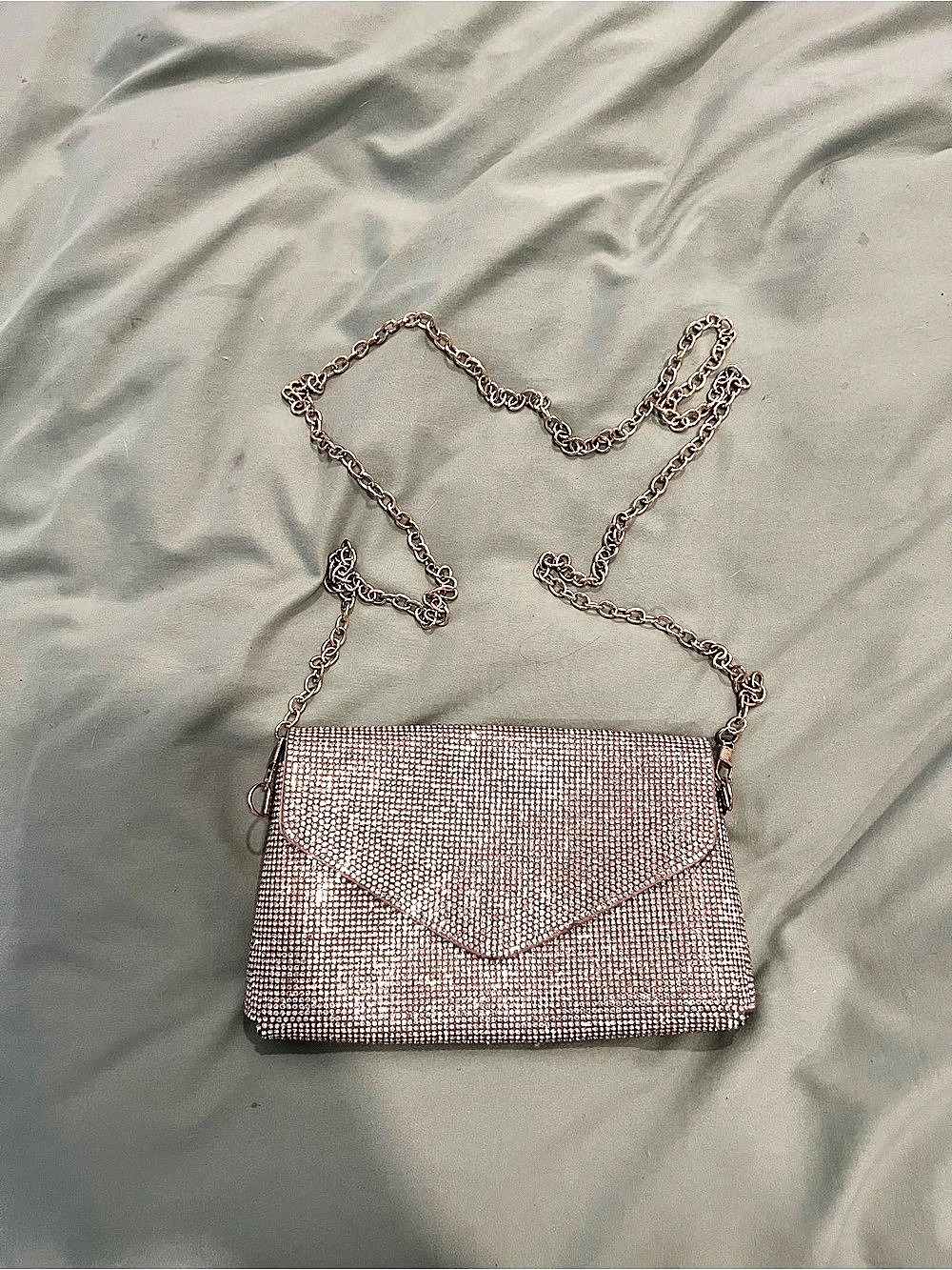 Rhinestone Shoulder Bag in Gold